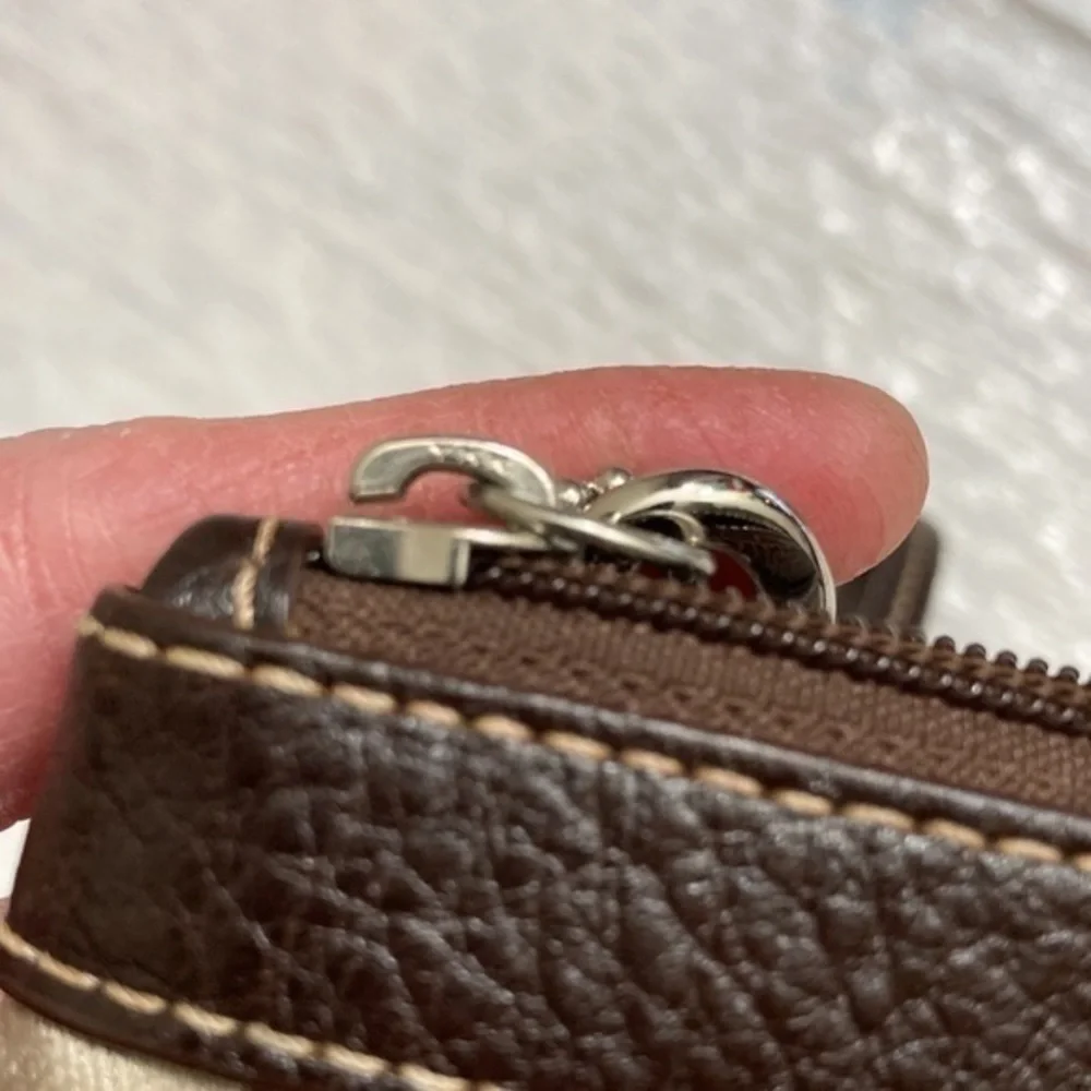 Coach carriage brown wristlet bag